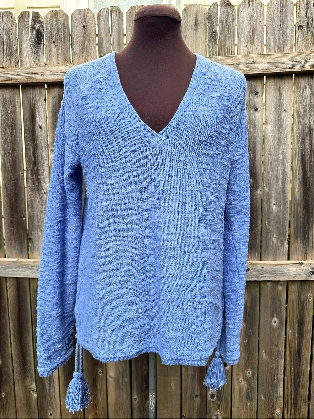 Lilly Pulitzer Periwinkle Blue Jody V-Neck Tassel Sweater Size L